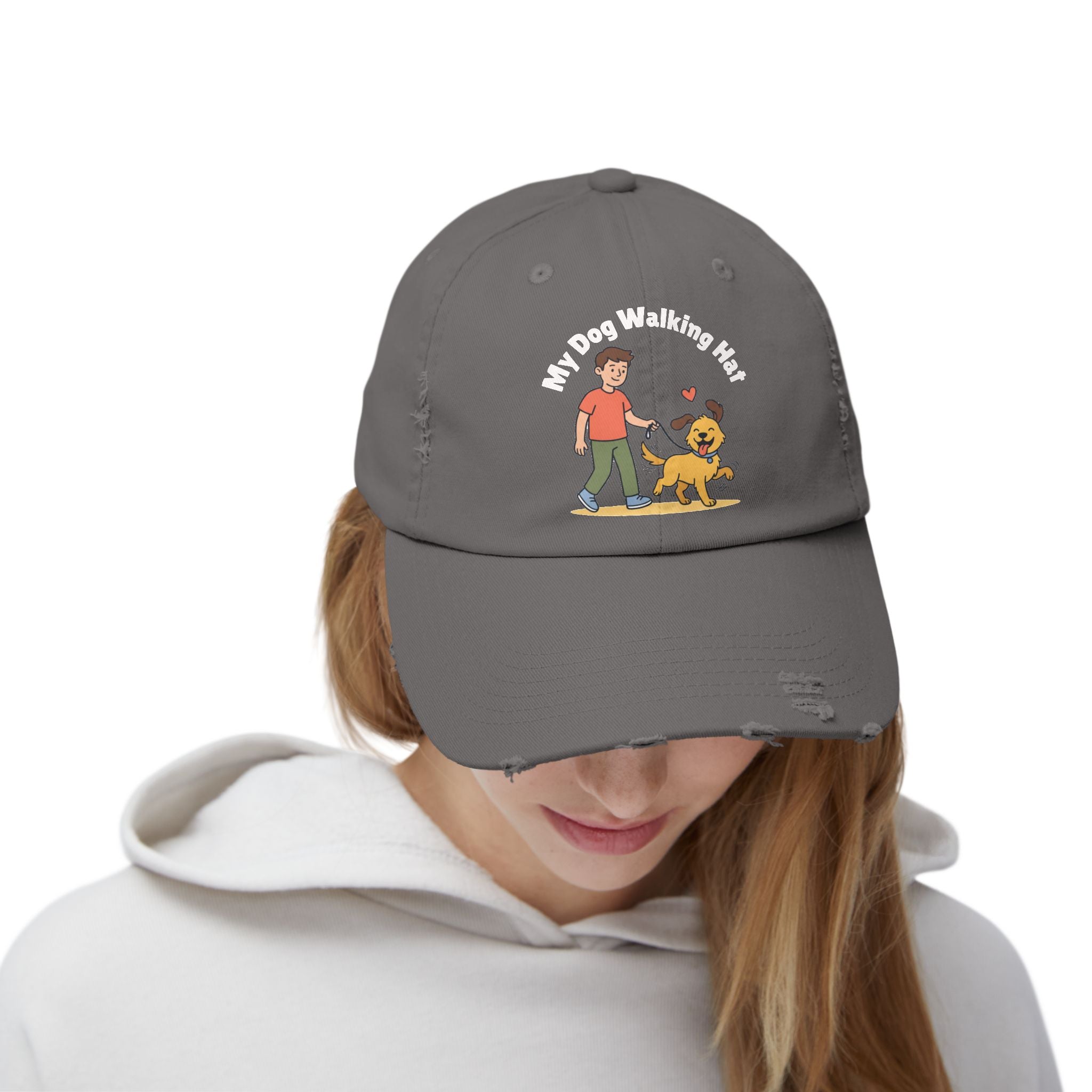 My Dog Walking Distressed Hat