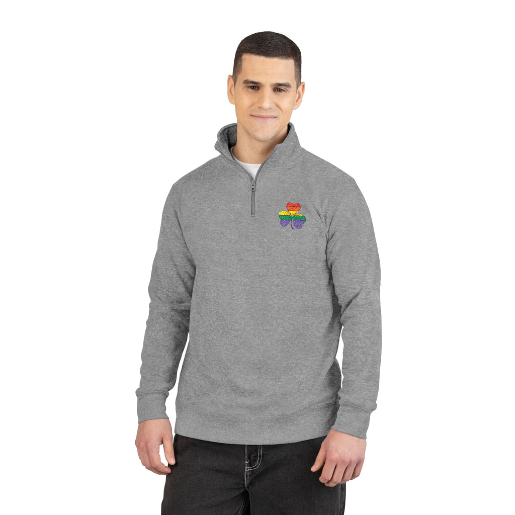 Rainbow Shamrock Unisex Fleece Pullover (Embroidery)