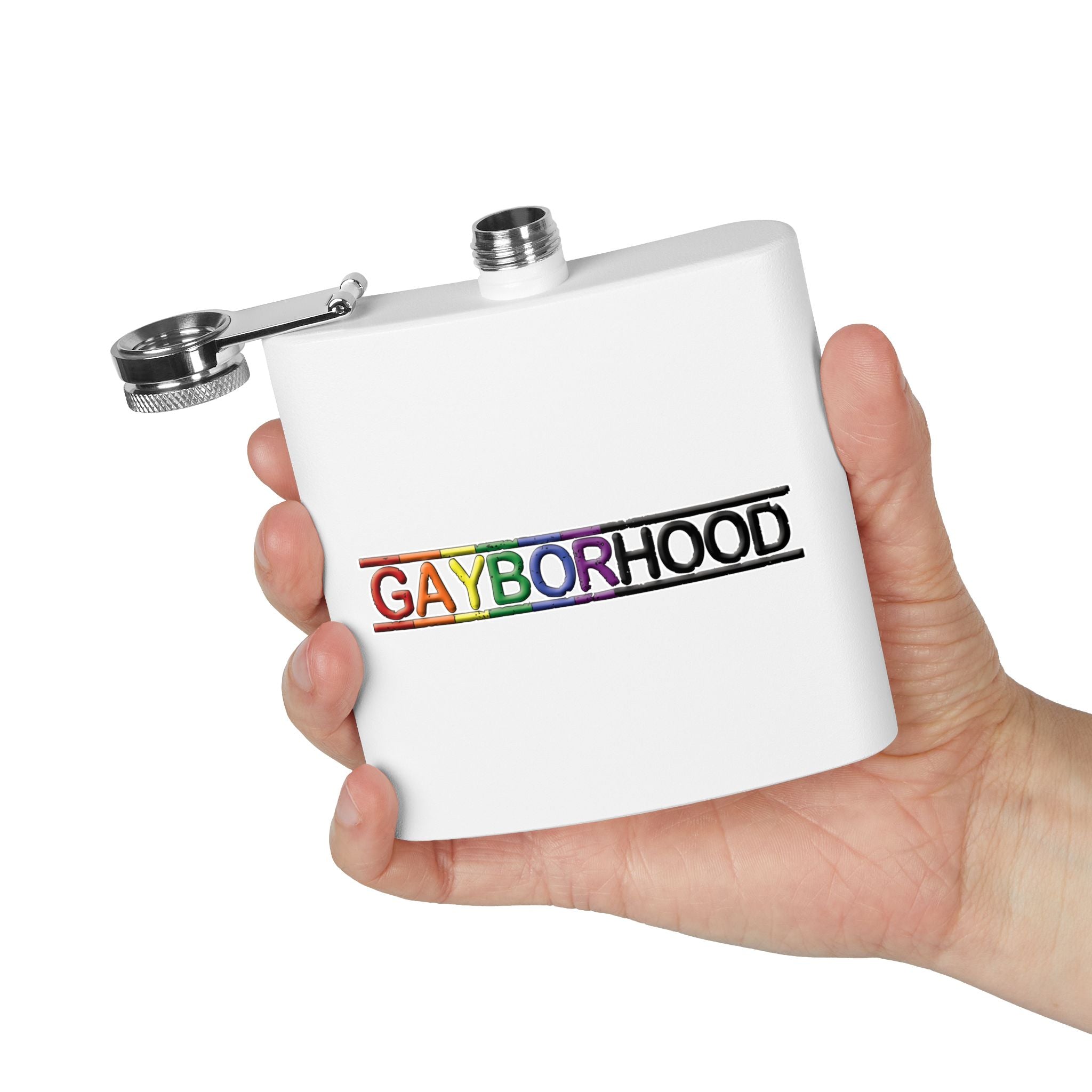 Gayborhood Stainless Steel Flask, 6oz