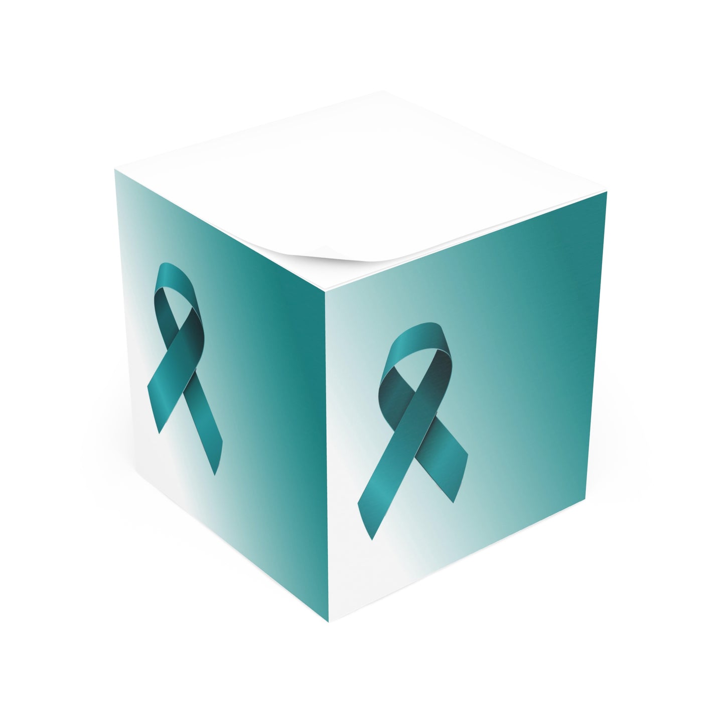 Note Cube Teal Ribbon