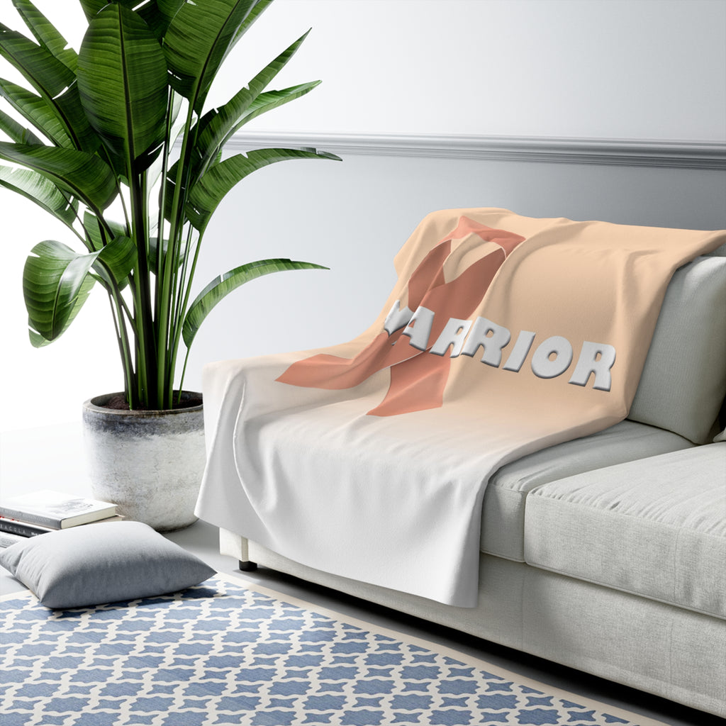 Peach Ribbon Warrior Sherpa Fleece Blanket