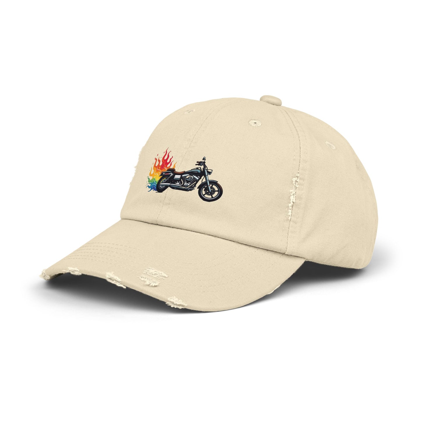 Rainbow Motorcycle Distressed Design