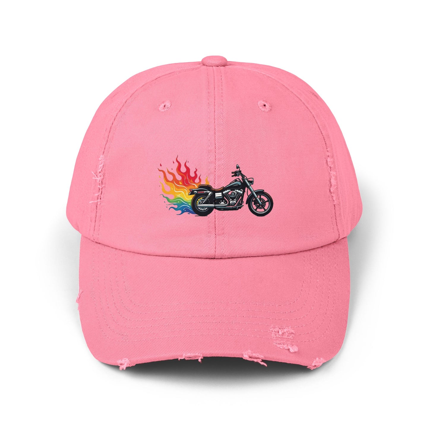 Rainbow Motorcycle Distressed Design