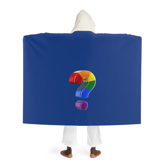 Rainbow "?" Dark Blue Hooded Sherpa Blanket