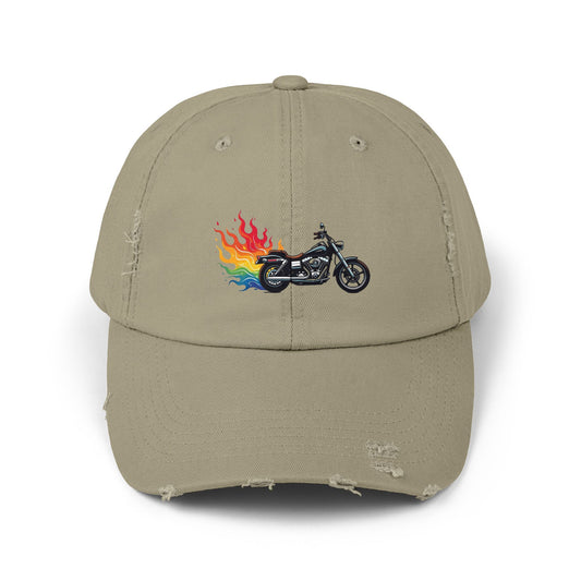 Rainbow Motorcycle Distressed Design