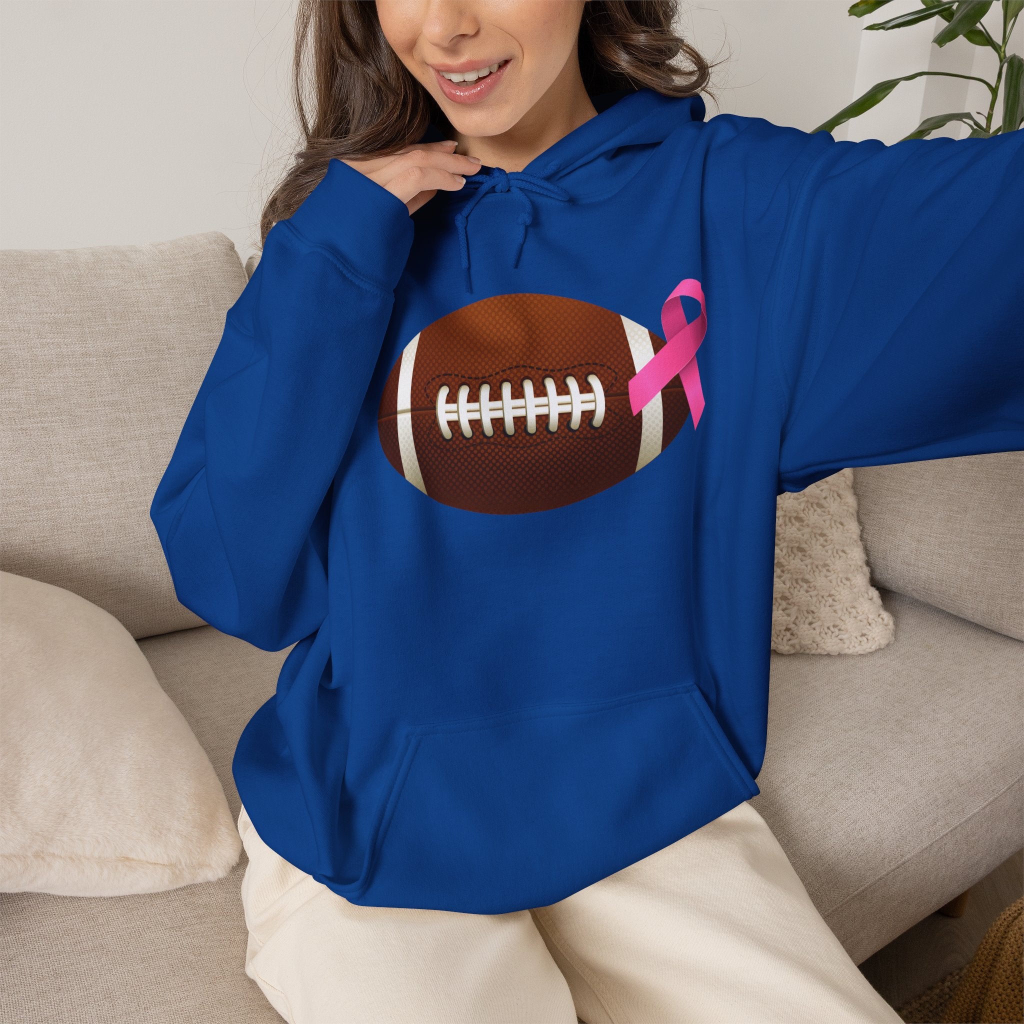 Breast Cancer Football Heavy Blend™ Hoodie
