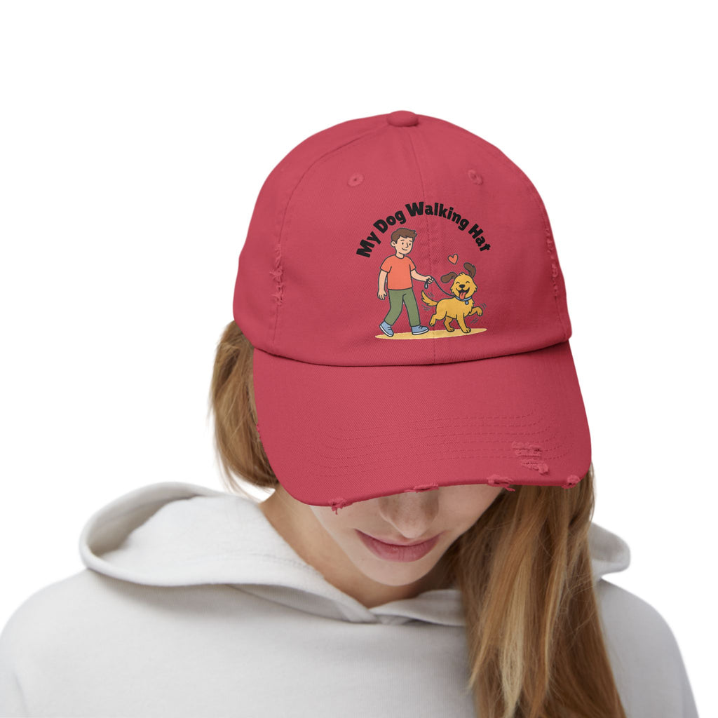 My Dog Walking Distressed Hat