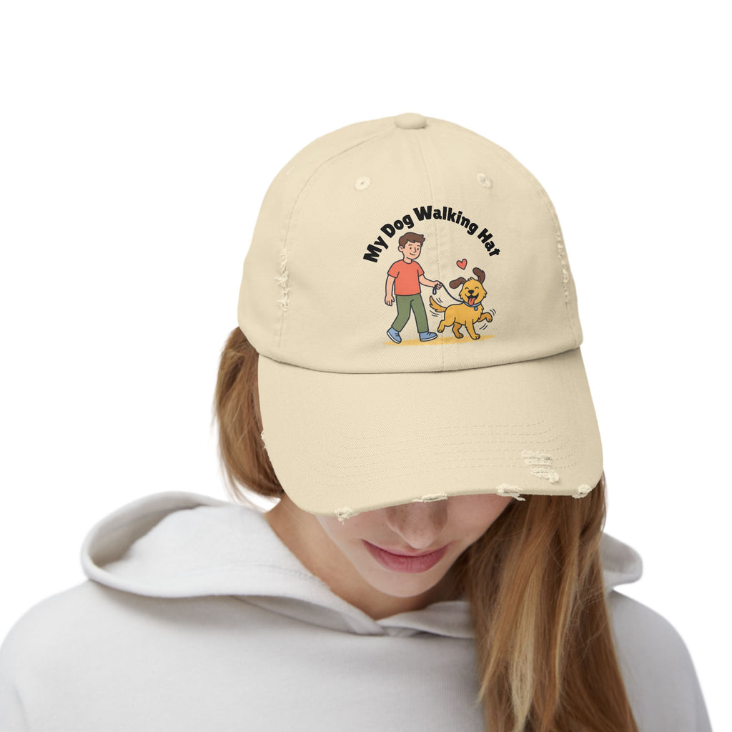 My Dog Walking Distressed Hat