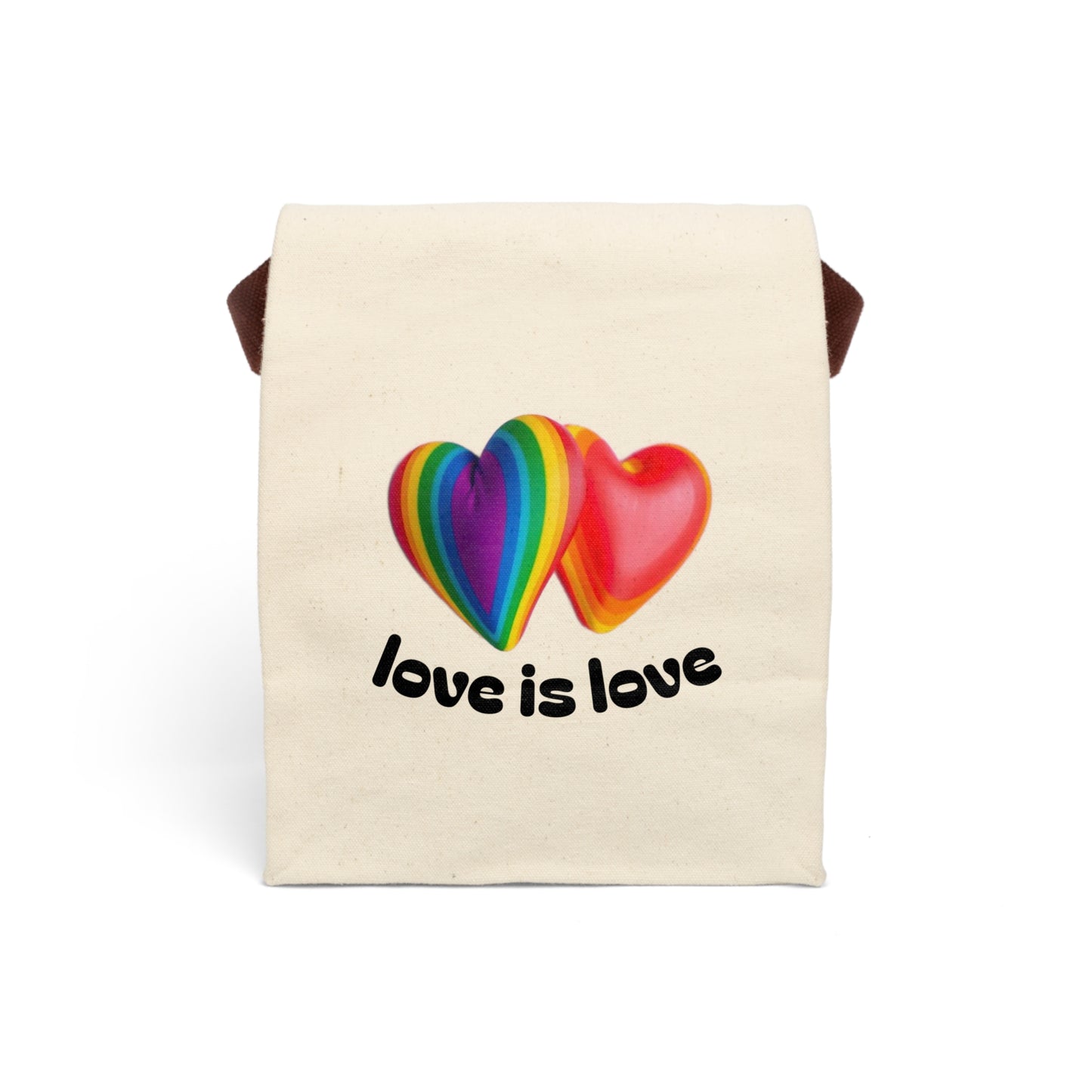 Canvas Lunch Bag Love is Love Hearts