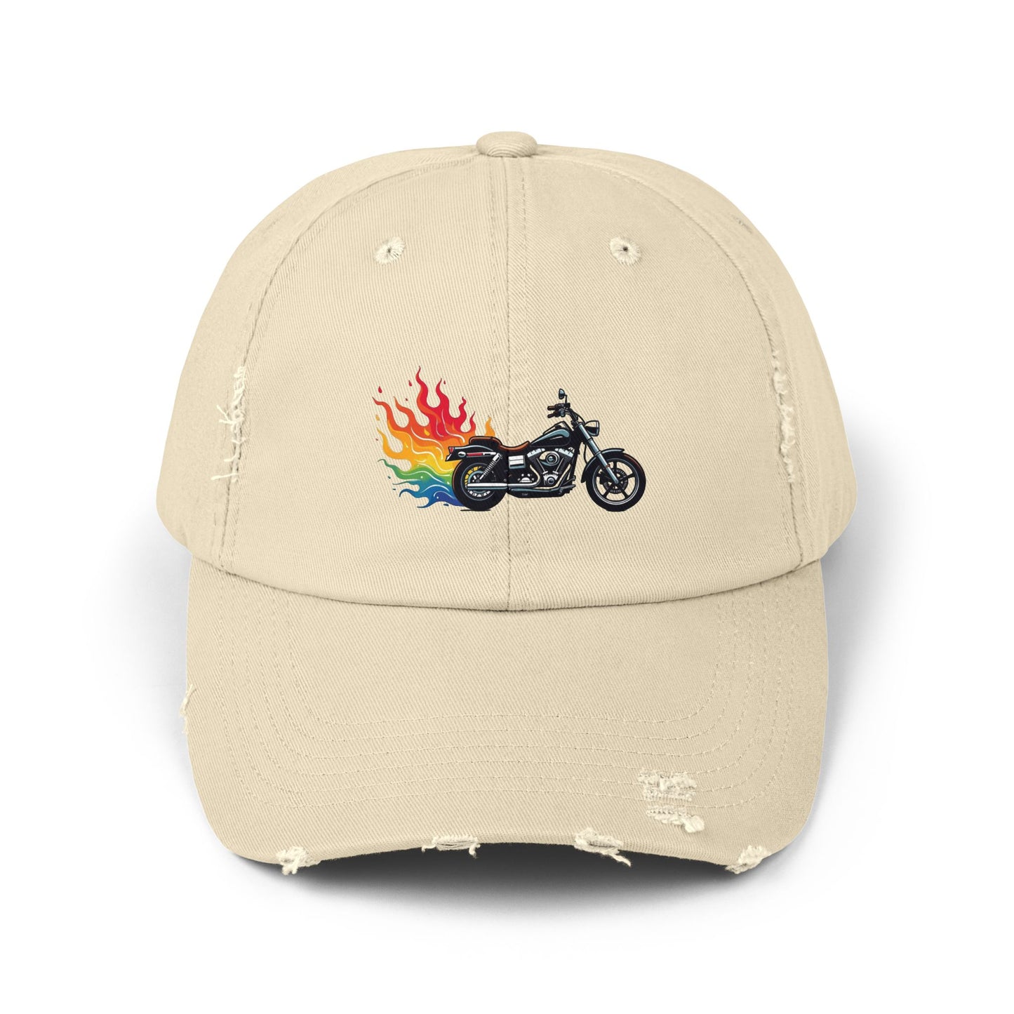 Rainbow Motorcycle Distressed Design