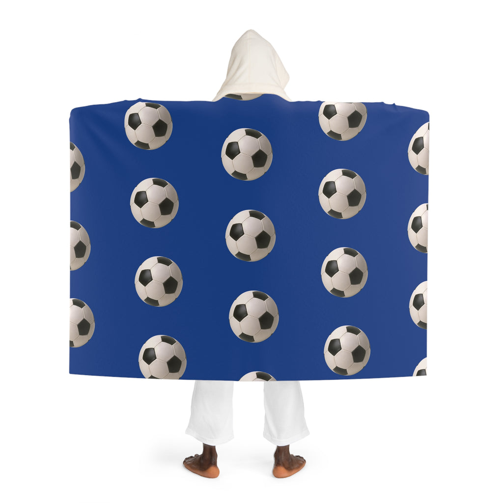 Soccer Dark Blue Hooded Sherpa Blanket