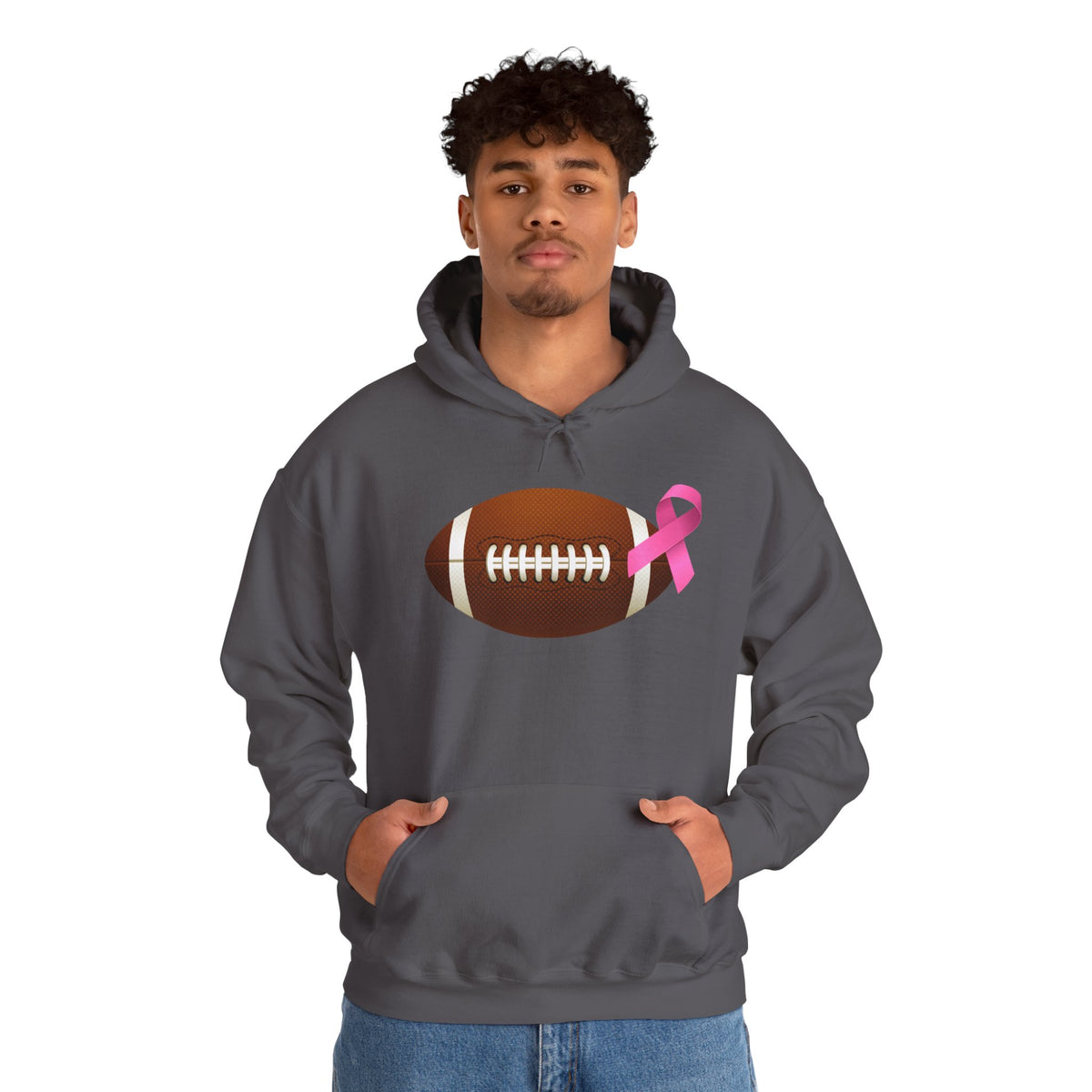 Breast Cancer Football Heavy Blend™ Hoodie