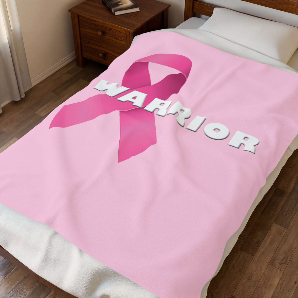 Breast Cancer Warrior Velveteen Plush Blanket