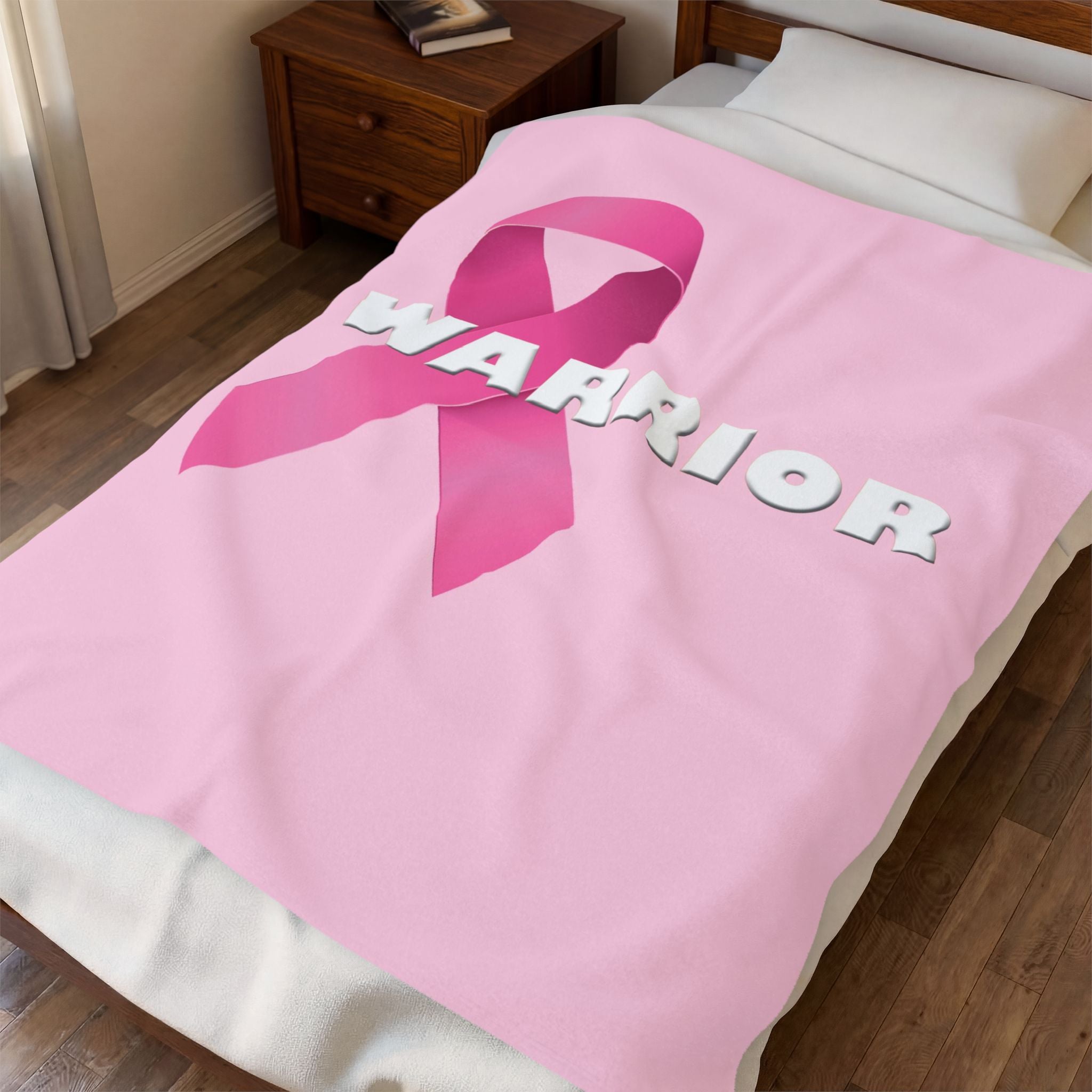 Breast Cancer Warrior Velveteen Plush Blanket