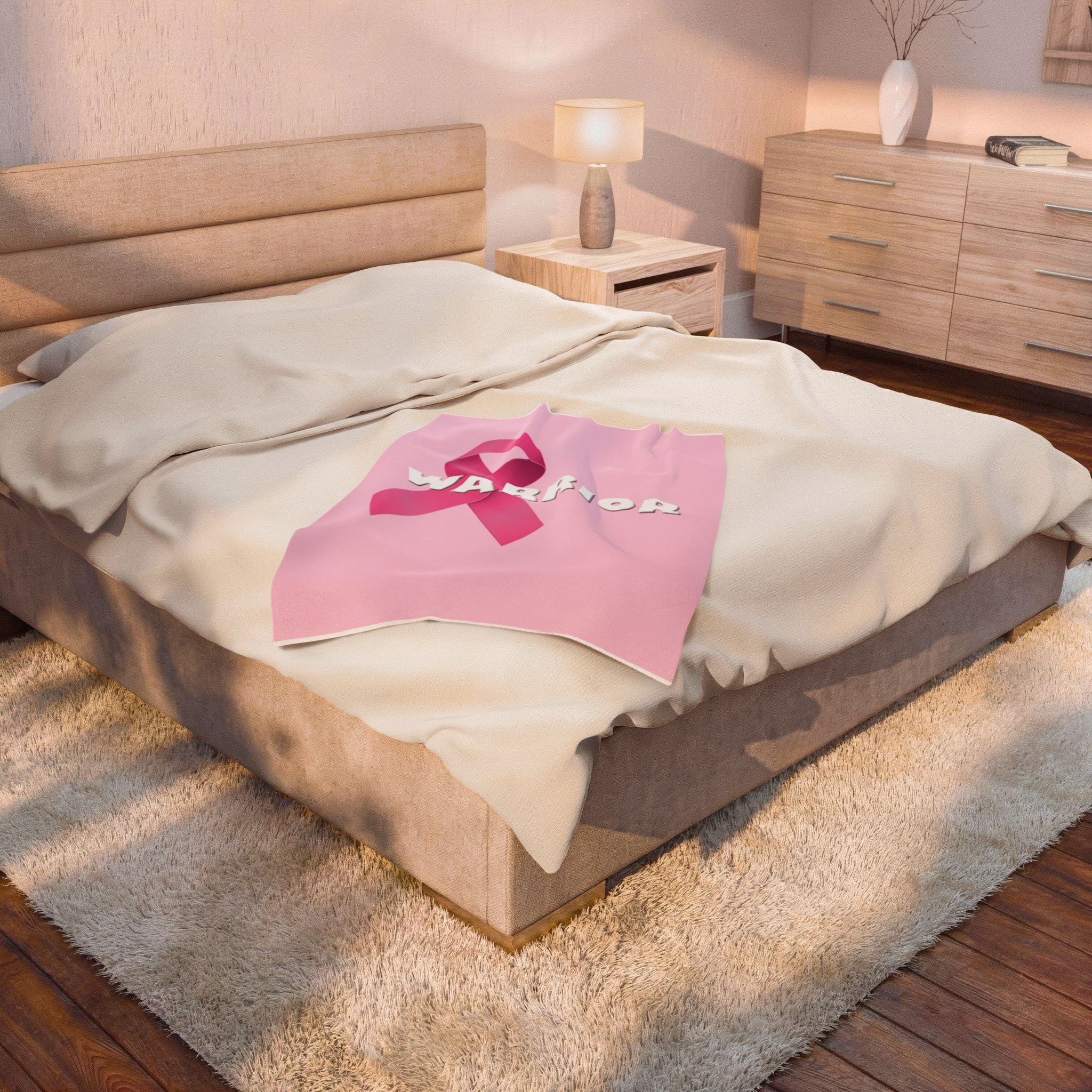 Breast Cancer Warrior Velveteen Plush Blanket