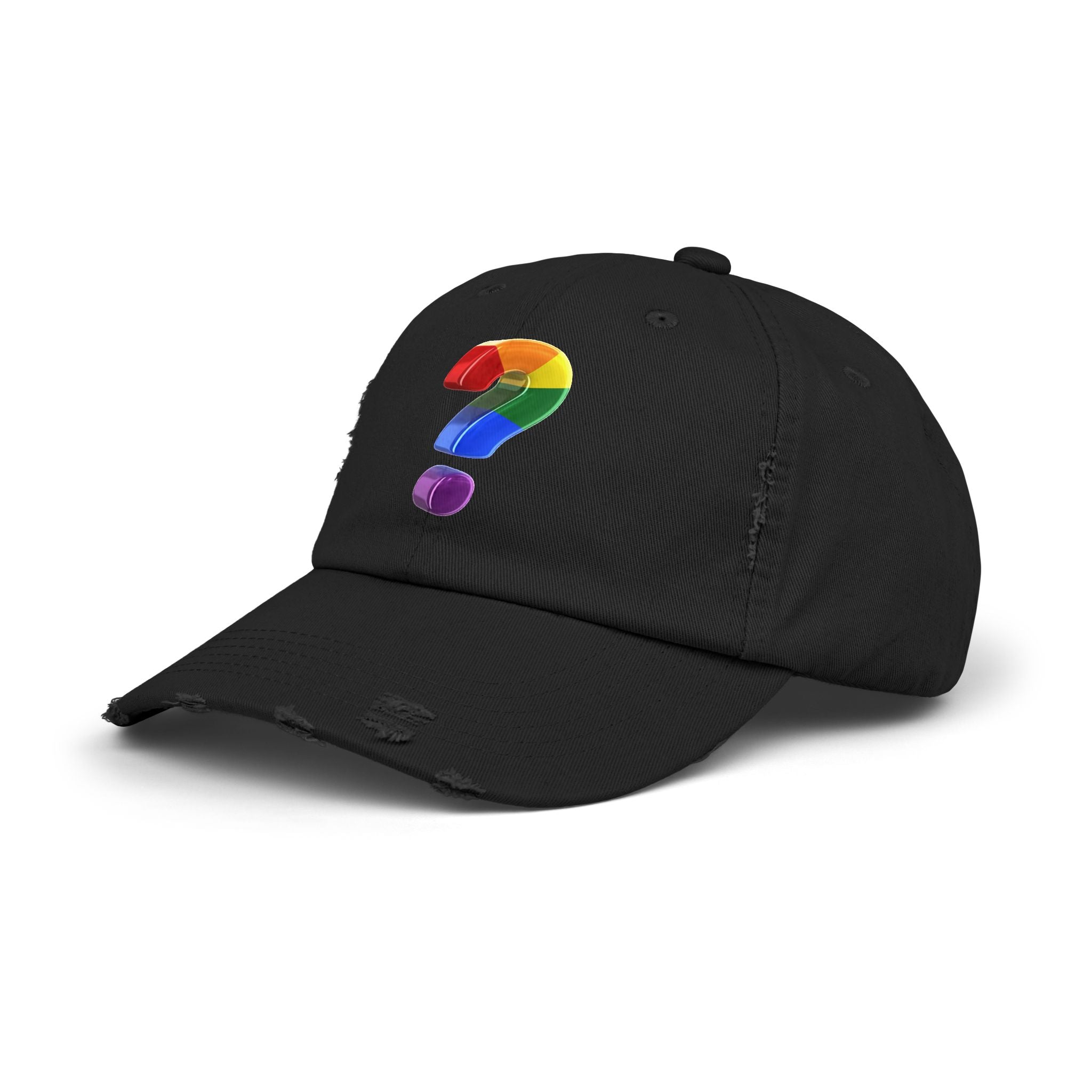 Rainbow "?"  Distressed Cap