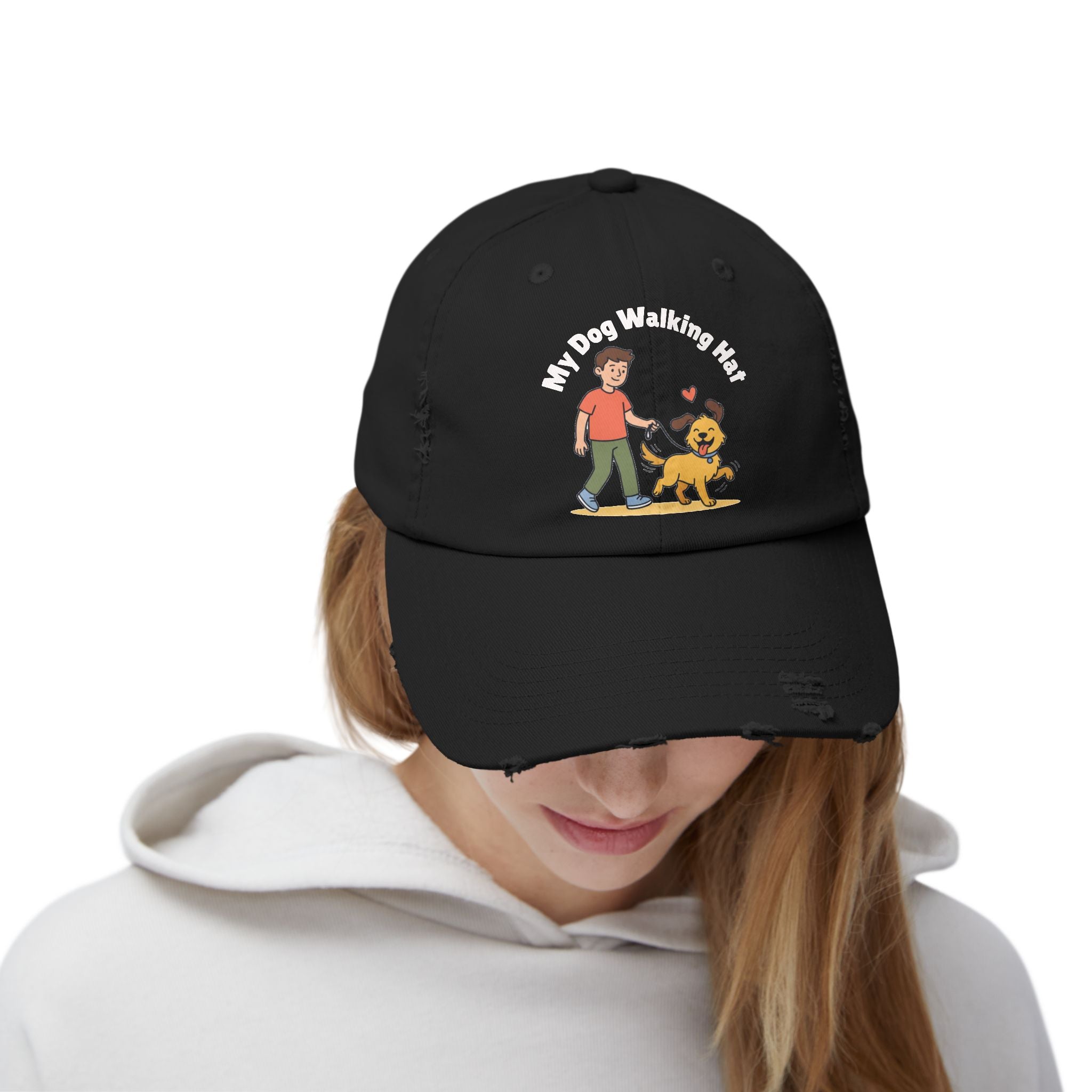 My Dog Walking Distressed Hat