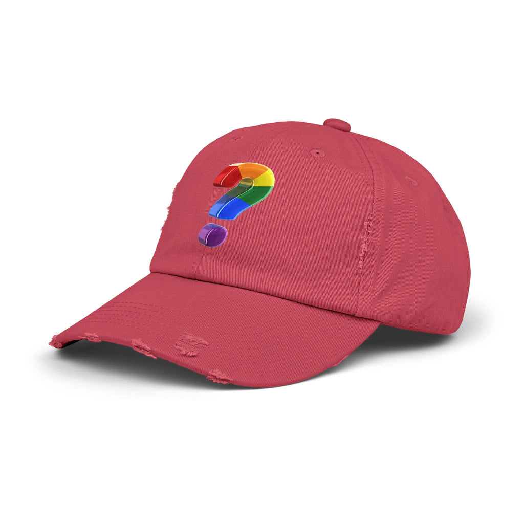 Rainbow "?"  Distressed Cap