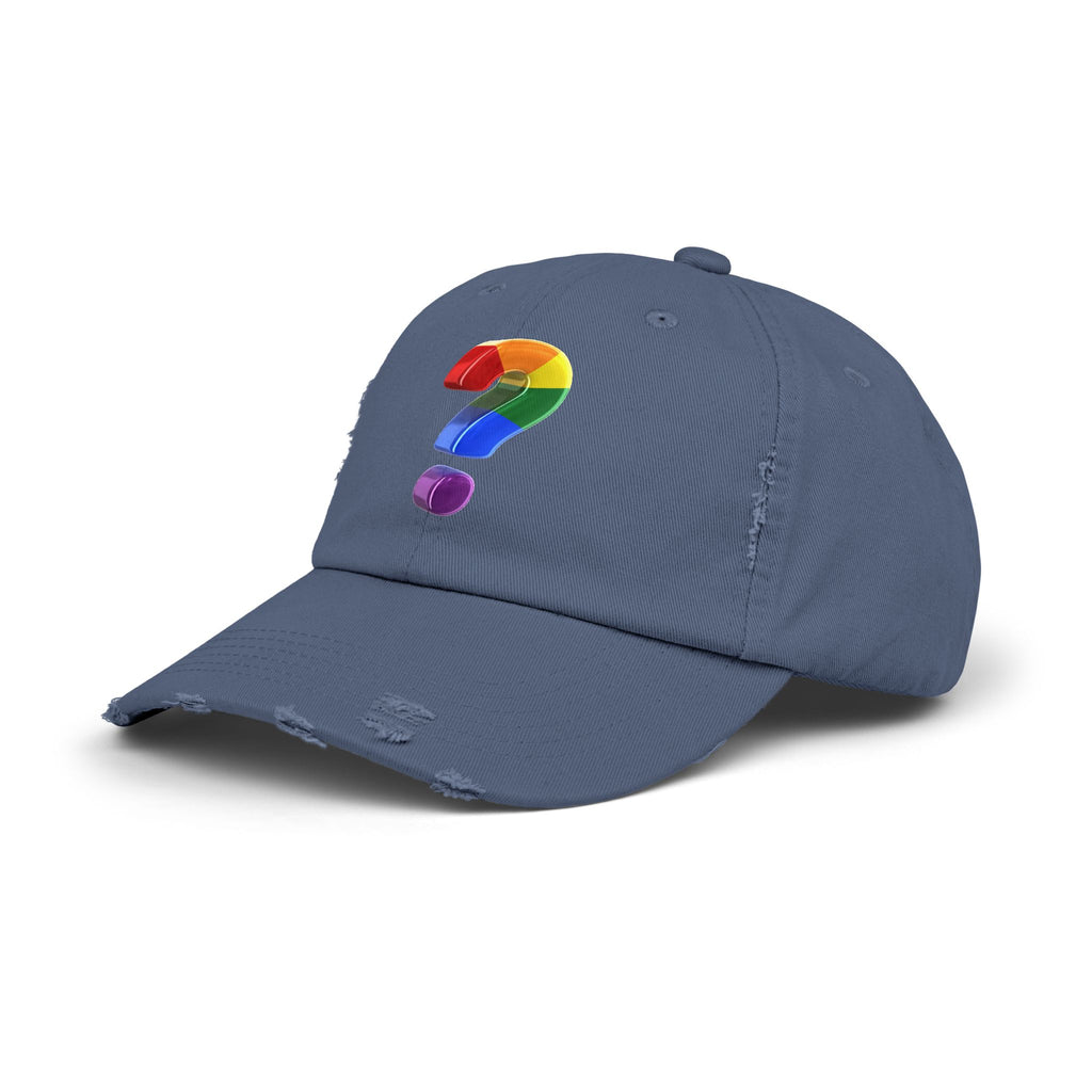 Rainbow "?"  Distressed Cap
