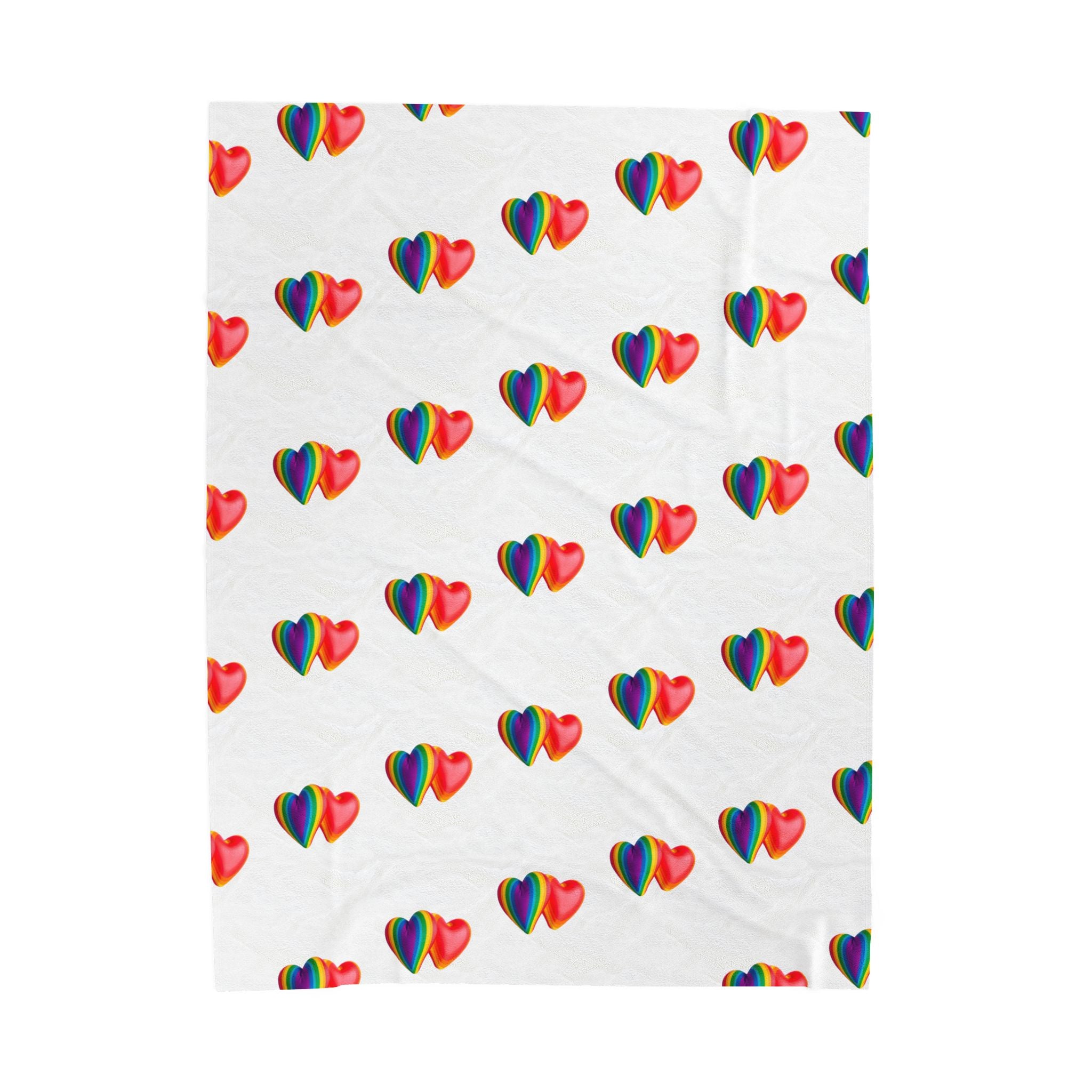Rainbow Heart Velveteen Plush Blanket
