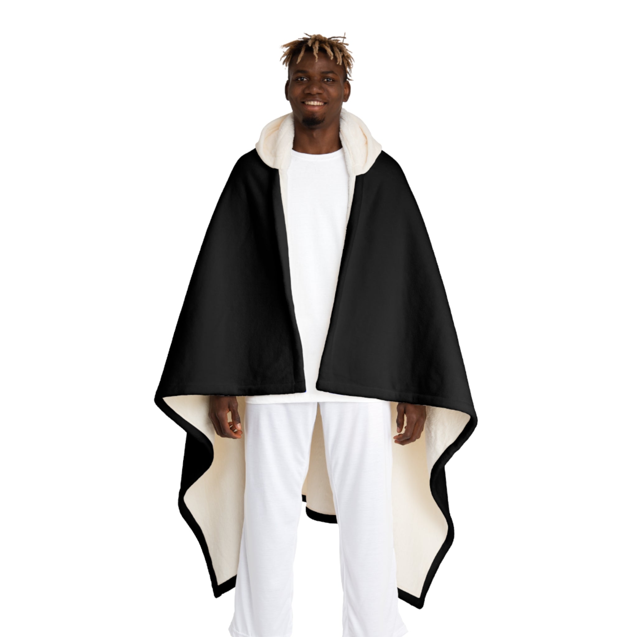Rainbow "?" Black Hooded Sherpa Blanket