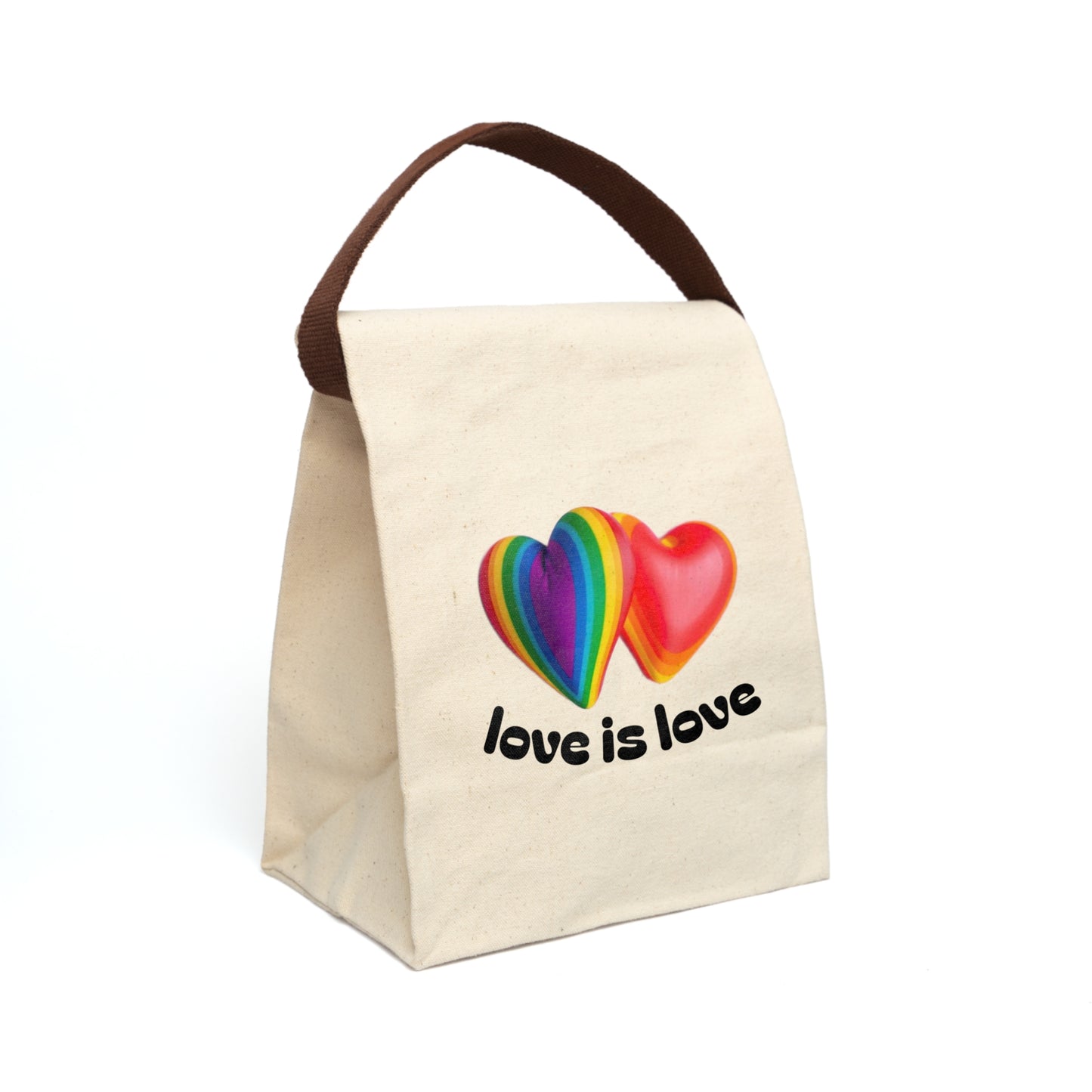 Canvas Lunch Bag Love is Love Hearts