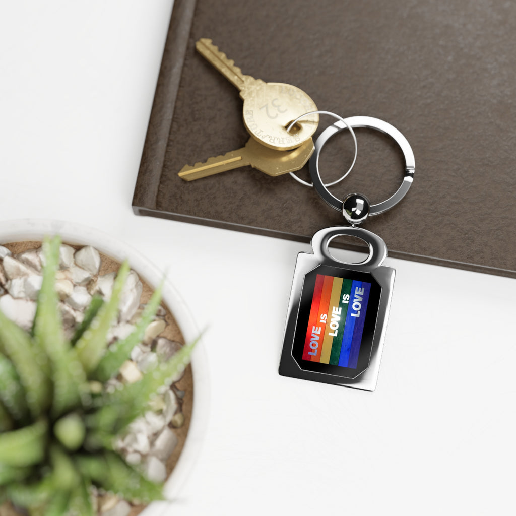 Love is Love Rectangle Photo Keyring