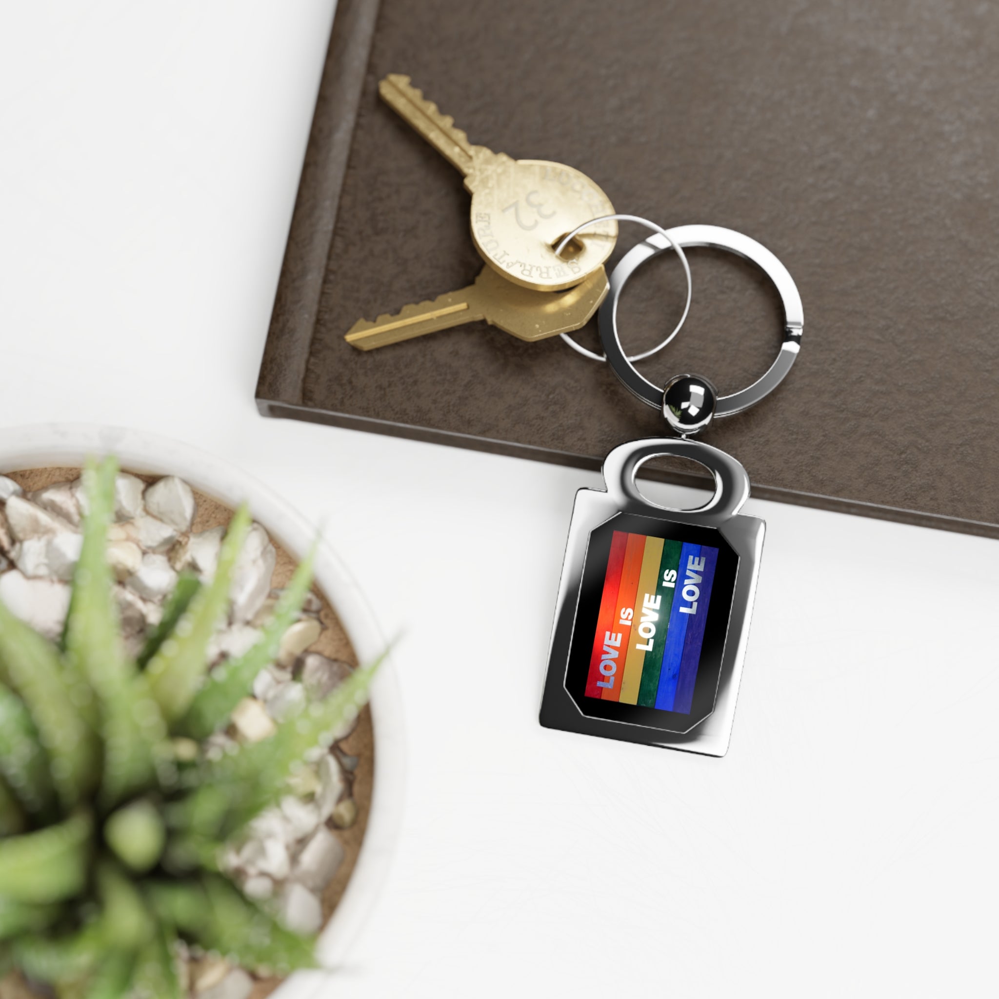 Love is Love Rectangle Photo Keyring