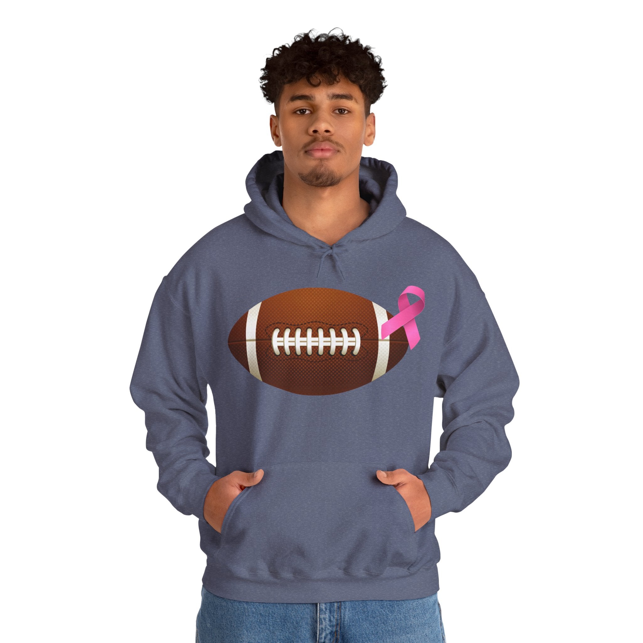 Breast Cancer Football Heavy Blend™ Hoodie