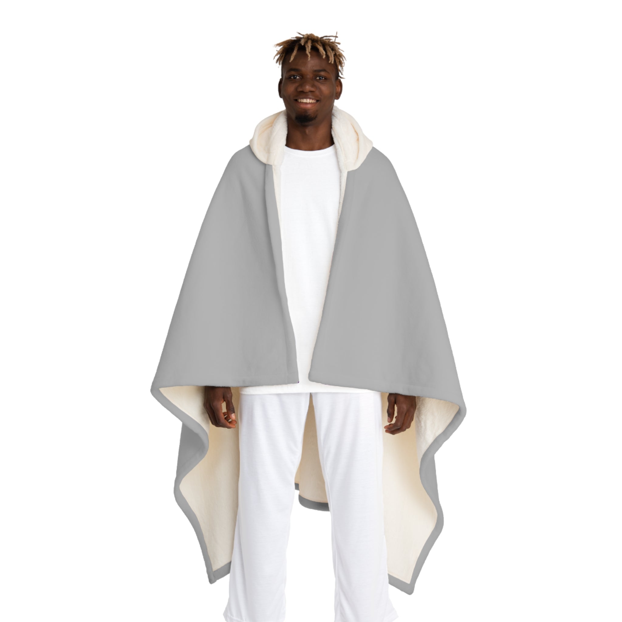 Rainbow "?" Gray Hooded Sherpa Blanket