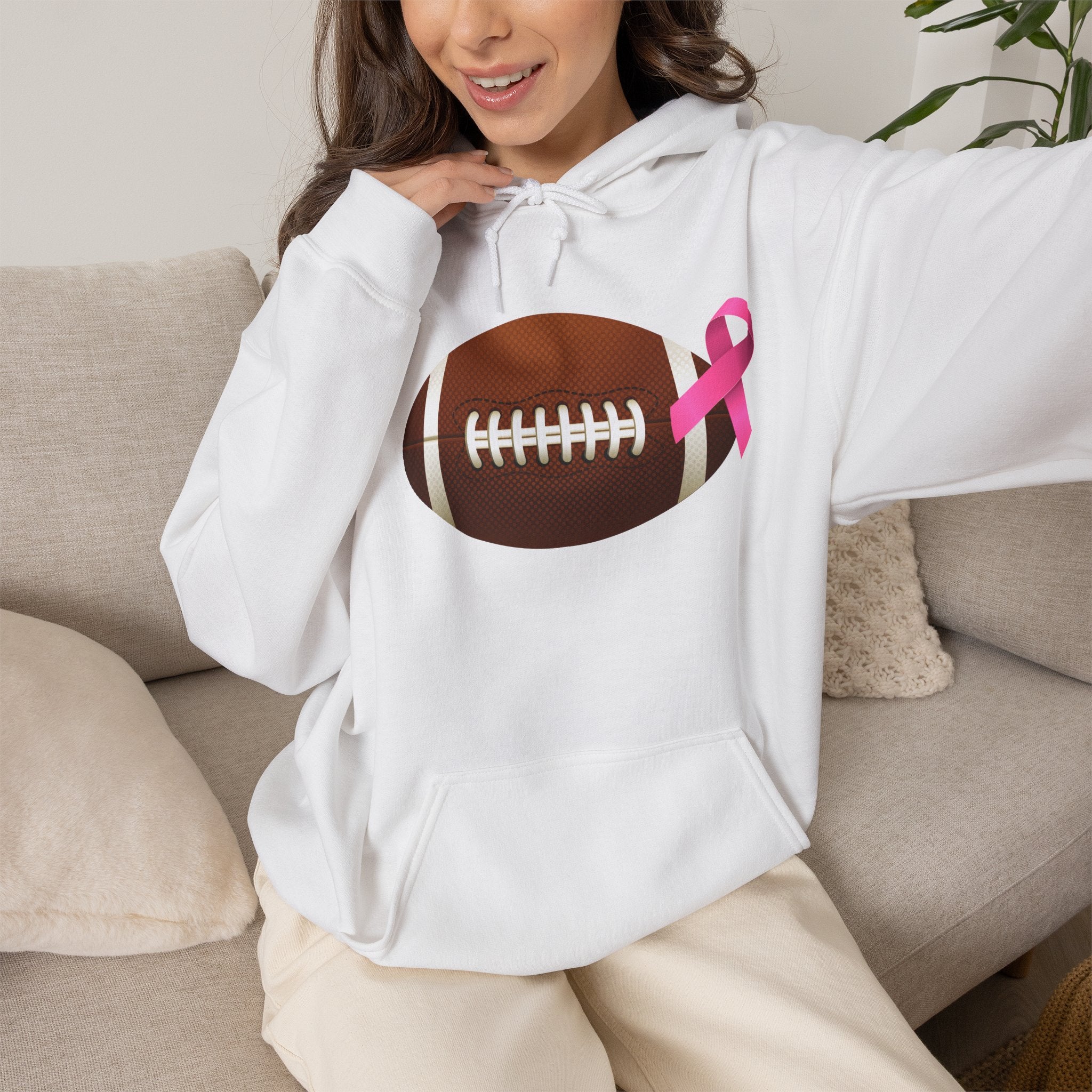 Breast Cancer Football Heavy Blend™ Hoodie