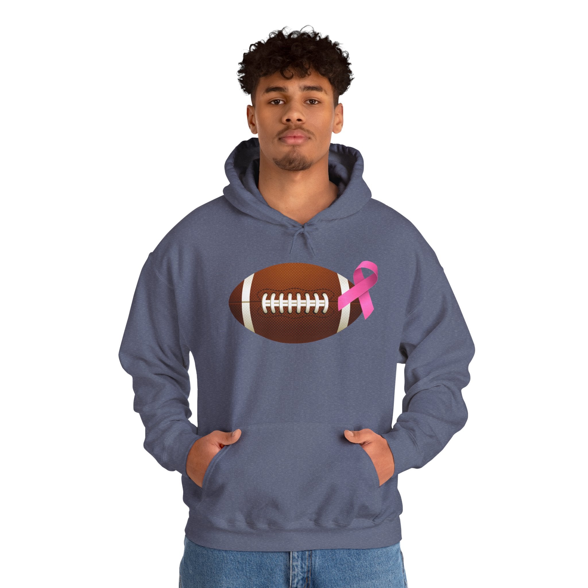 Breast Cancer Football Heavy Blend™ Hoodie