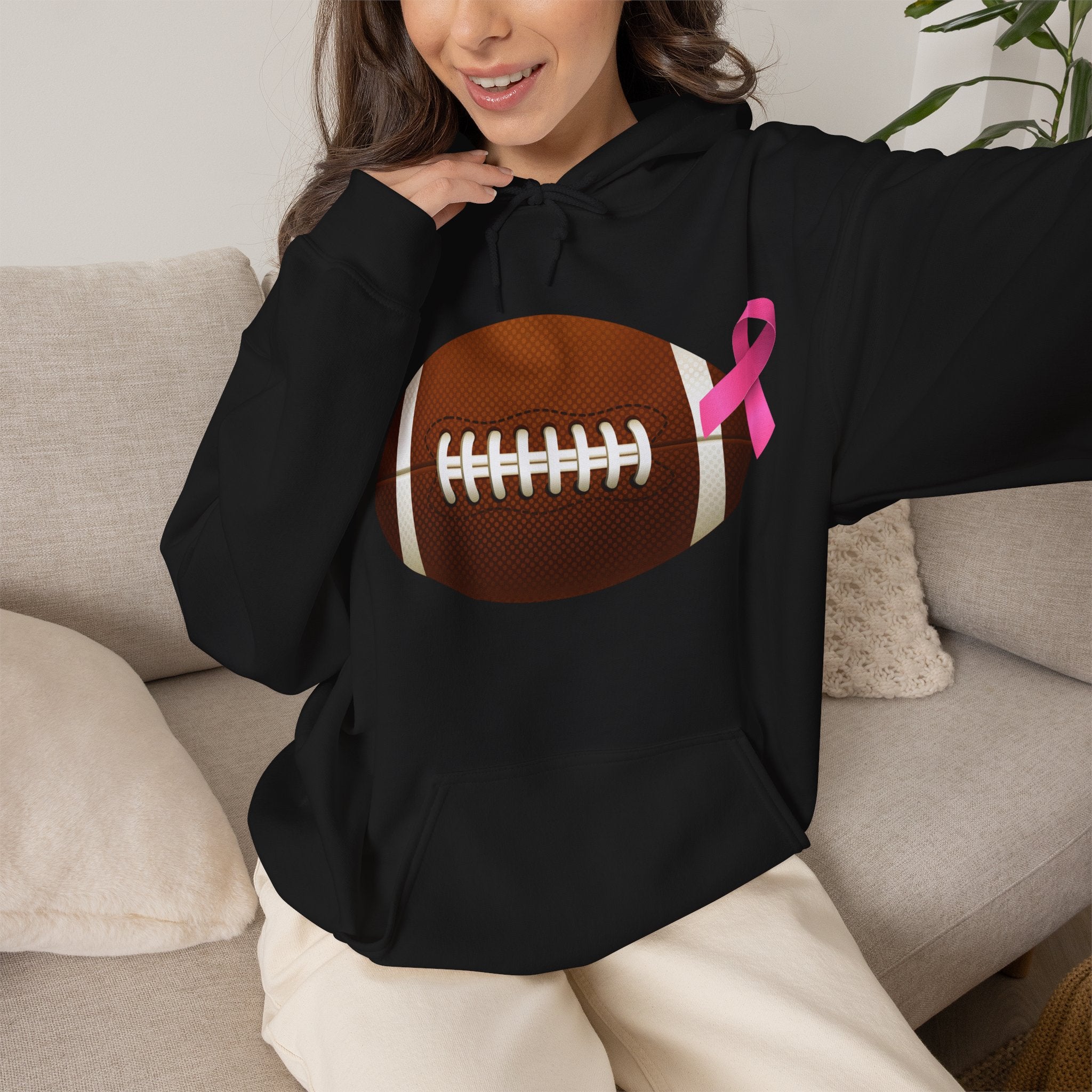 Breast Cancer Football Heavy Blend™ Hoodie