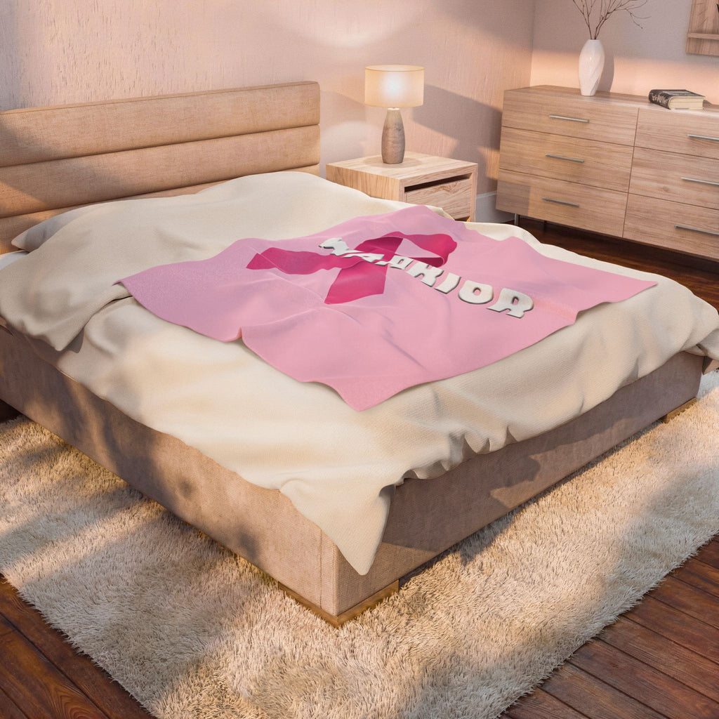 Breast Cancer Warrior Velveteen Plush Blanket