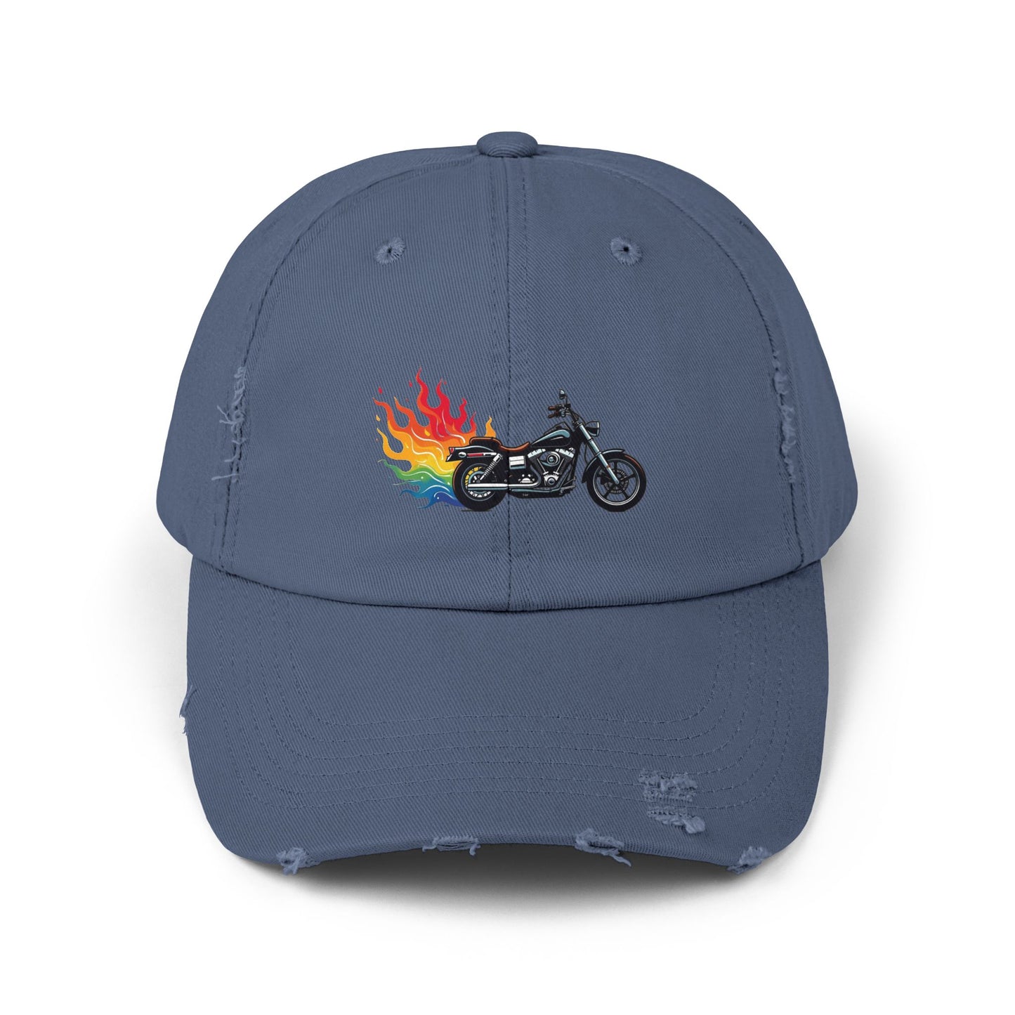 Rainbow Motorcycle Distressed Design