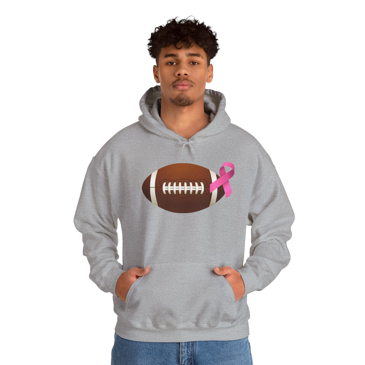 Breast Cancer Football Heavy Blend™ Hoodie