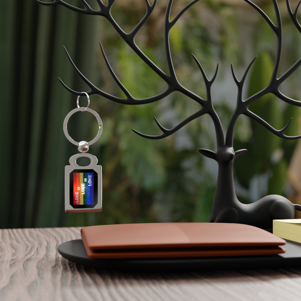 Love is Love Rectangle Photo Keyring