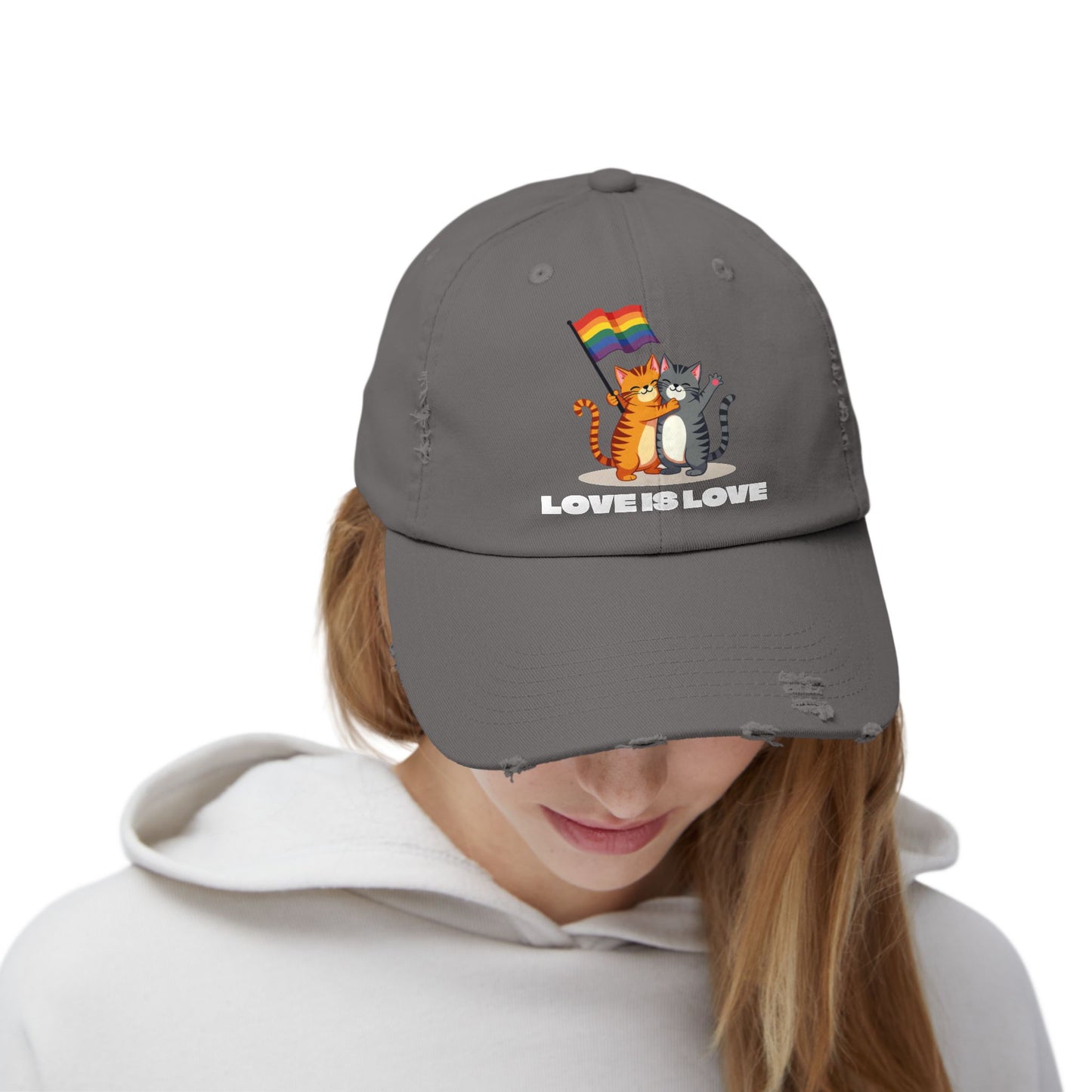 Cap - Kitty Love is Love Distressed Design