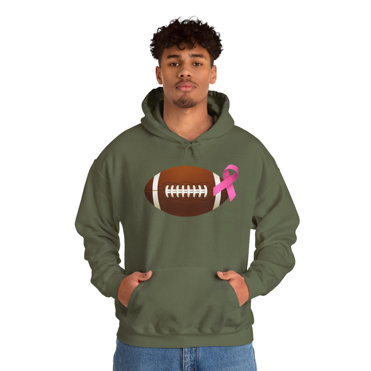 Breast Cancer Football Heavy Blend™ Hoodie