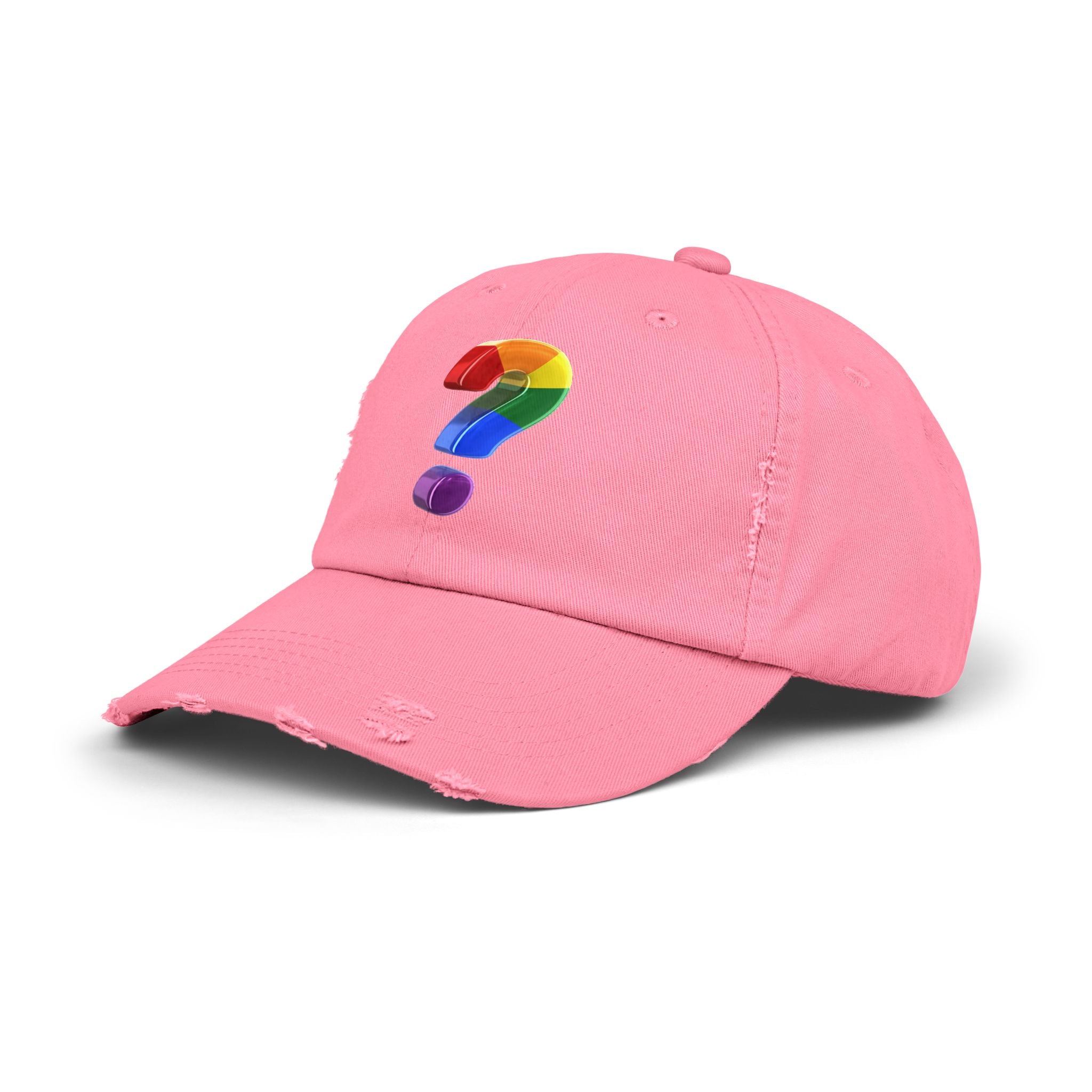 Rainbow "?"  Distressed Cap