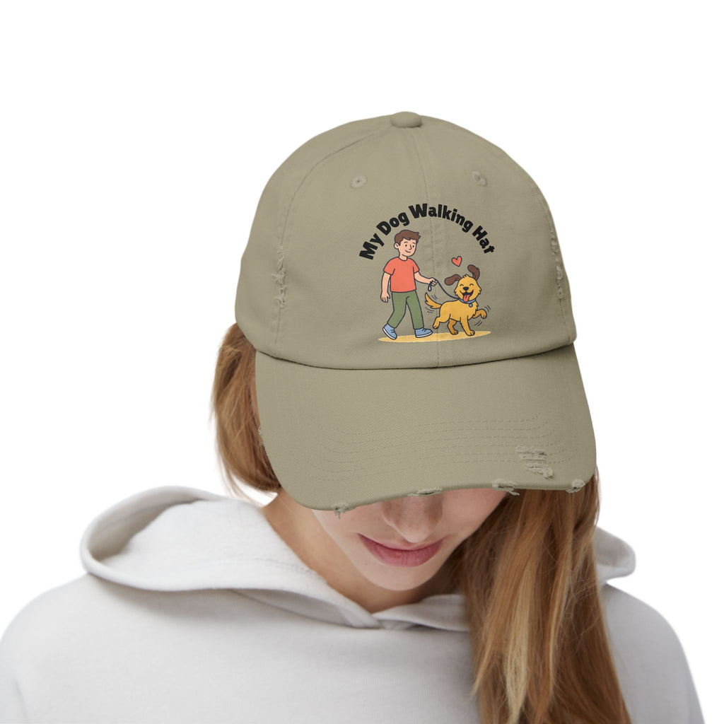 My Dog Walking Distressed Hat