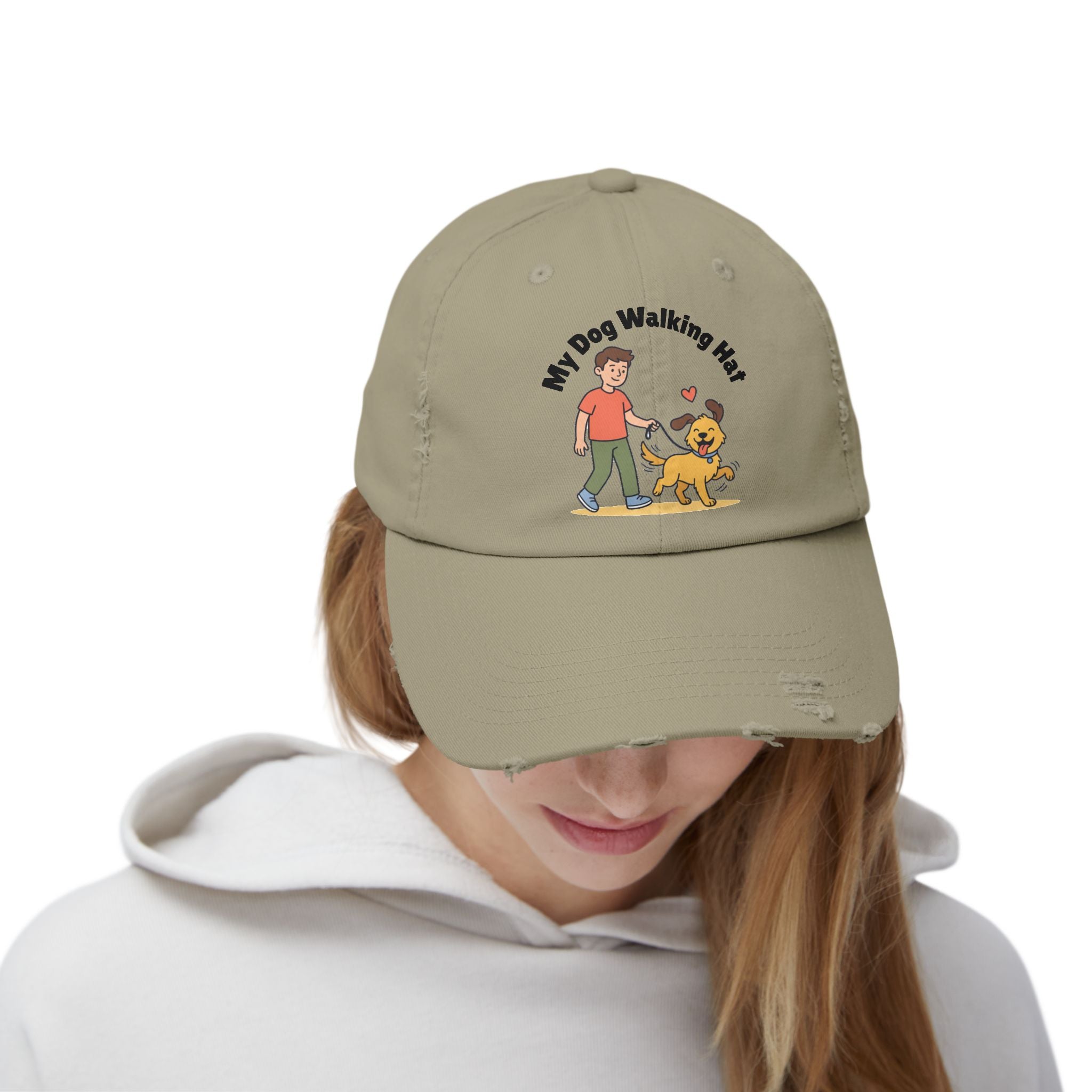 My Dog Walking Distressed Hat