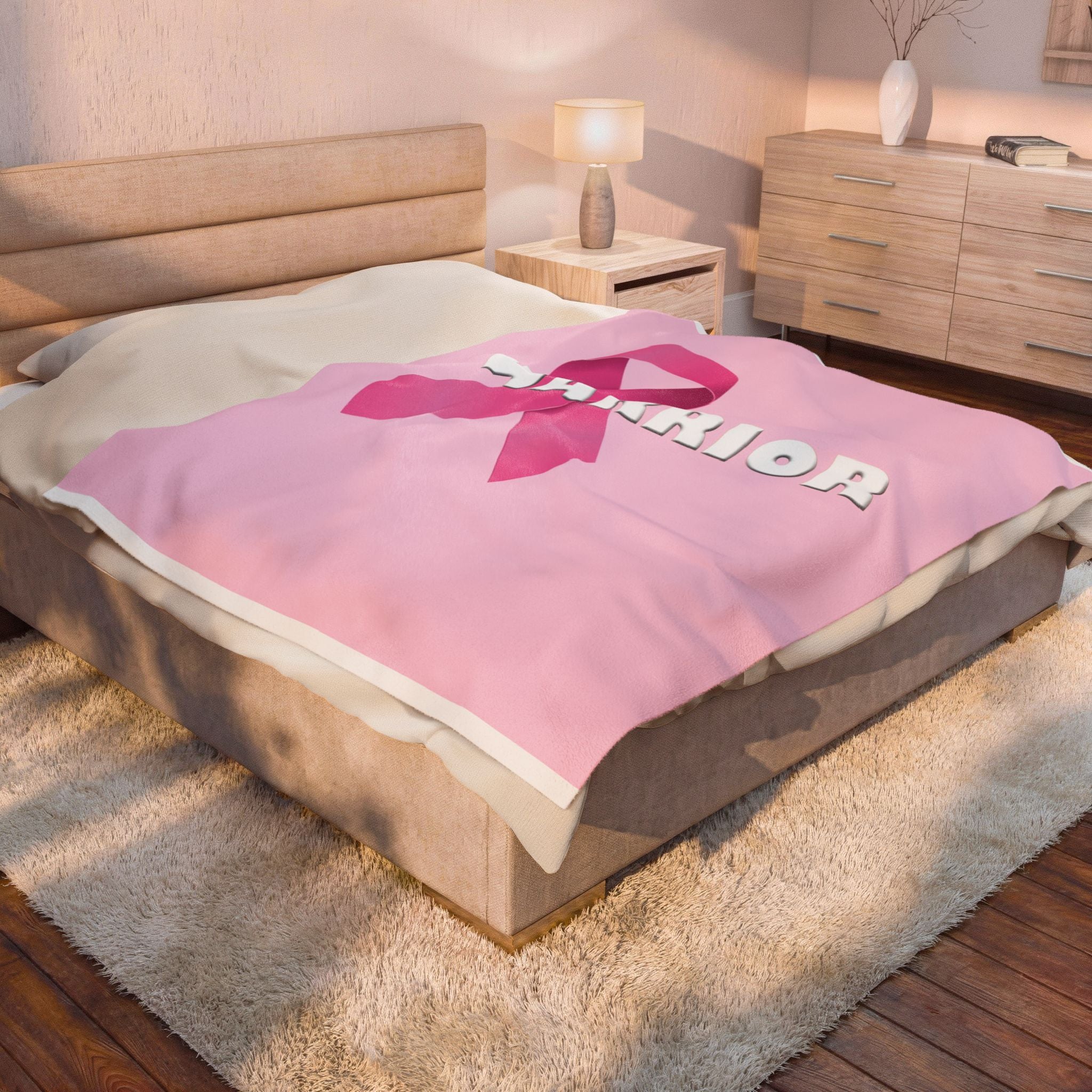 Breast Cancer Warrior Velveteen Plush Blanket