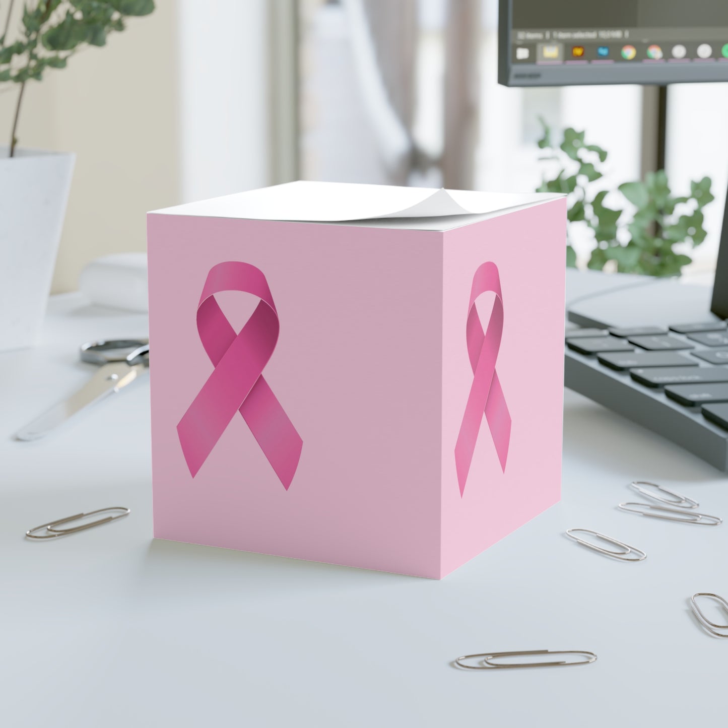 Note Cube Pink Ribbon
